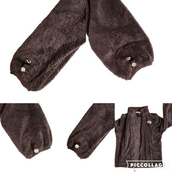 The North Face brown zip front fuzzy jacket sz S - Picture 6 of 9